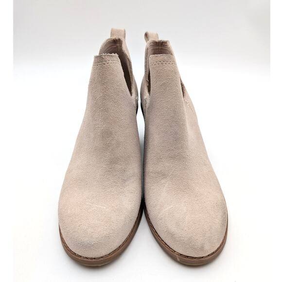 Toms Kallie Cutout Wedge Booties Almond Toe Women's Sahara Suede Size US5 EU35.5 - Picture 2 of 10